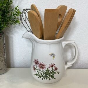 Regency Club Vintage Ceramic Floral Pitcher Jug and‎ Kitchen Utensils Set